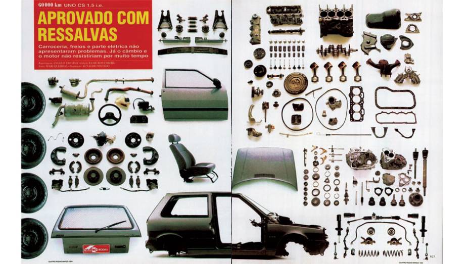 Fiat Uno: carroceria, freios e parte elétrica não tiveram problemas, mas câmbio e motor abriram o bico | <a href="https://quatrorodas.abril.com.br/acervodigital/home.aspx?edicao=404&pg=107" rel="migration">Leia mais</a>