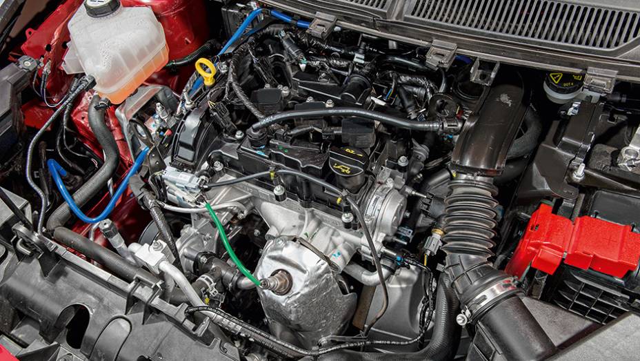 Motor 1.0 três cilindros gera 85 cv com álcool | <a href="http://quatrorodas.abril.com.br/carros/testes/ford-ka-1-0-824120.shtml" target="_blank" rel="migration">Leia mais</a>