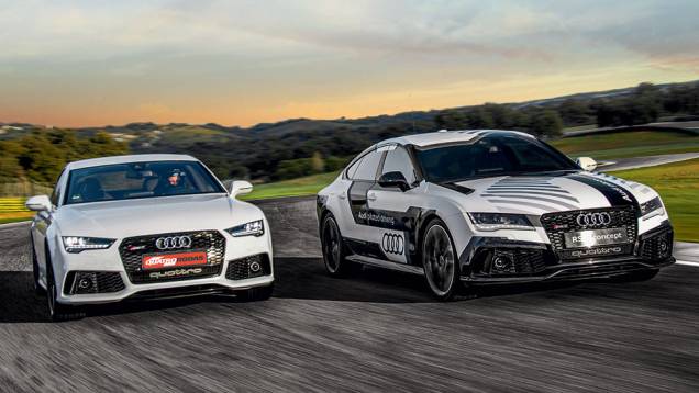 ... posa para as fotos com o Audi RS7 que ele usou no duelo | <a href="https://quatrorodas.abril.com.br/reportagens/geral/homem-x-maquina-840420.shtml" target="_blank" rel="migration">Leia mais</a>