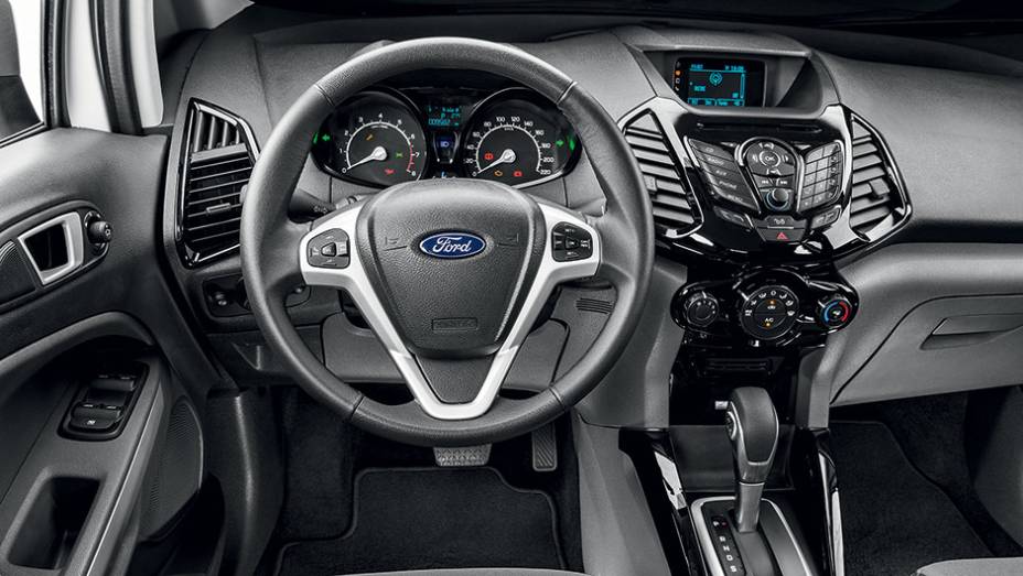 Câmbio automatizado traz trocas manuais na alavanca | <a href="https://quatrorodas.abril.com.br/carros/comparativos/honda-hr-v-x-ford-ecosport-850220.shtml" target="_blank" rel="migration">Leia mais</a>