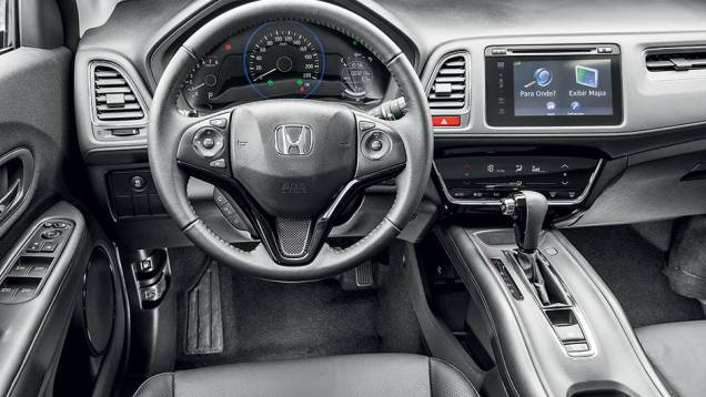 Transmissão CVT tem comando de trocas no volante | <a href="https://quatrorodas.abril.com.br/carros/comparativos/honda-hr-v-x-ford-ecosport-850220.shtml" target="_blank" rel="migration">Leia mais</a> Transmissão CVT tem comando de trocas no volante | <a href="https://quatrorodas.abril.com.br/carros/comparativos/honda-hr-v-x-ford-ecosport-850220.shtml" target="_blank" rel="migration">Leia mais</a>