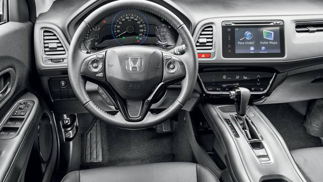 Transmissão CVT tem comando de trocas no volante | <a href="https://quatrorodas.abril.com.br/carros/comparativos/honda-hr-v-x-ford-ecosport-850220.shtml" target="_blank" rel="migration">Leia mais</a>