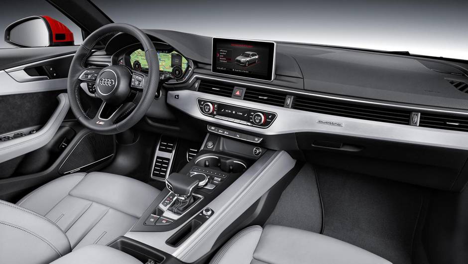 Por dentro, na parte da frente, os destaques s&atilde;o as duas telas do painel com os instrumentos e sistema de entretenimento | <a href="https://quatrorodas.abril.com.br/noticias/fabricantes/audi-revela-novo-a4-882500.shtml" rel="migration">Leia mais</a>