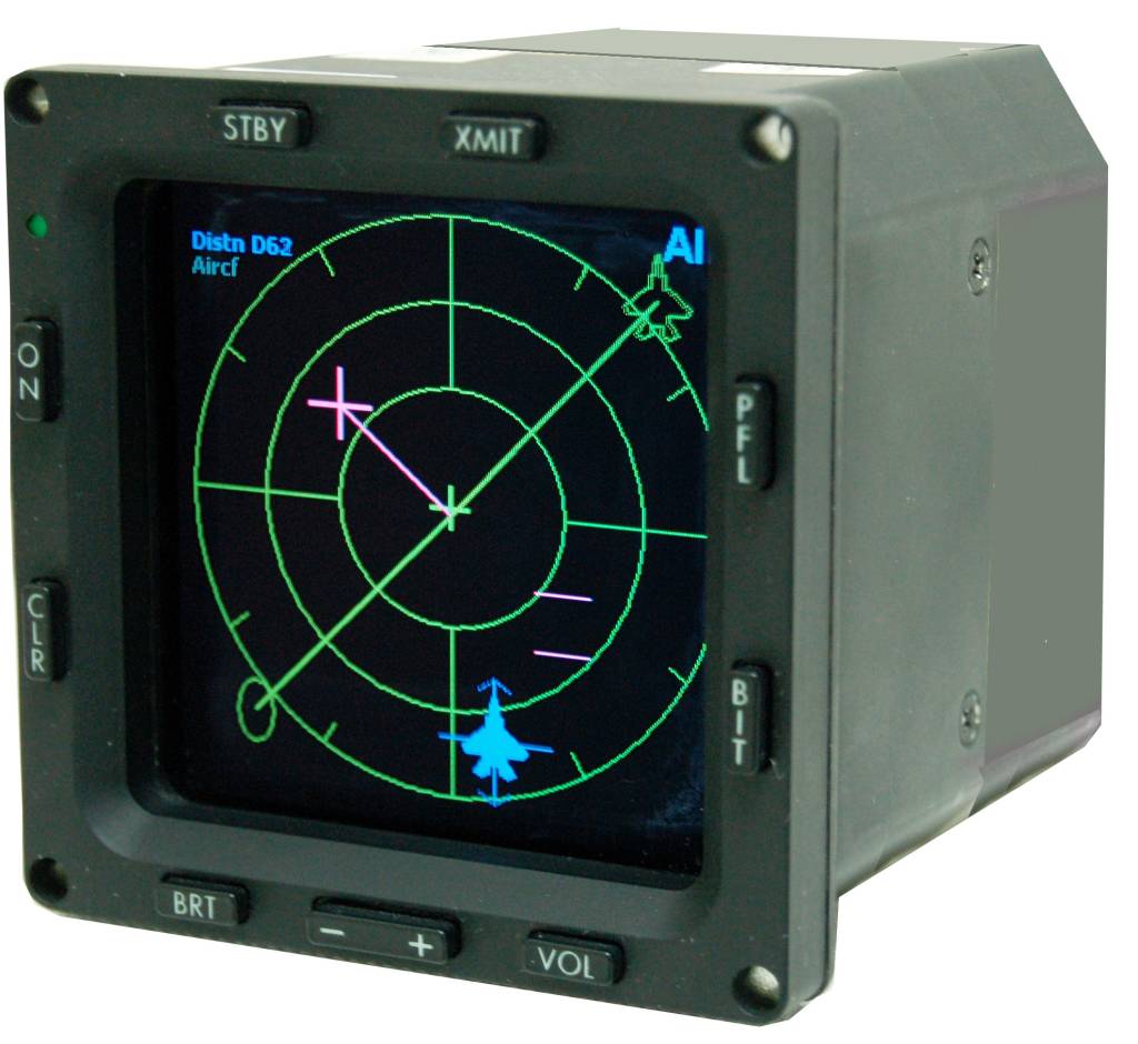 Um detector de radar utilizado em aviões de combate