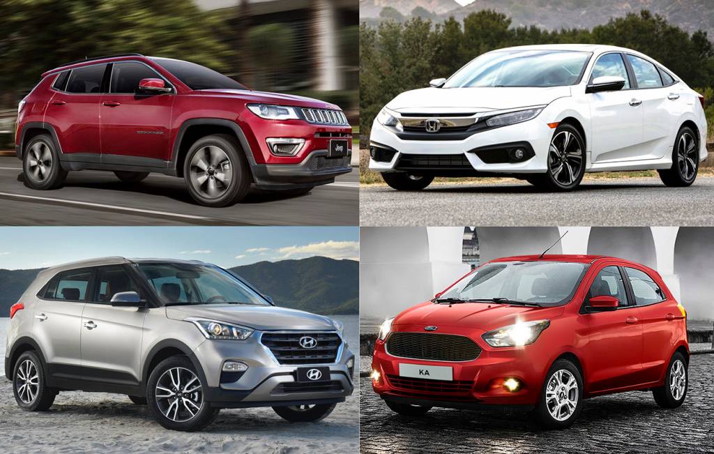 Jeep Compass, Honda Civic, Hyundai Creta e Ford Ka