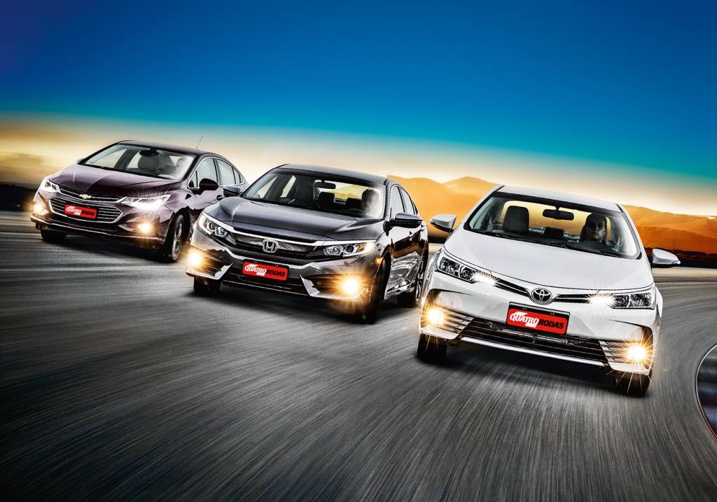 Chevrolet Cruze LTZ, Honda Civic EX e Toyota Corolla XEi