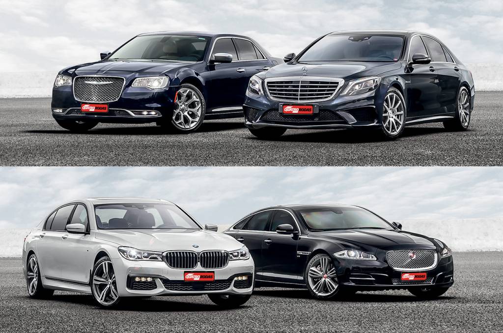 Chrysler 300C, Jaguar XJ, BMW 750Li e Mercedes-AMG S 63: extremos em tamanho e preço