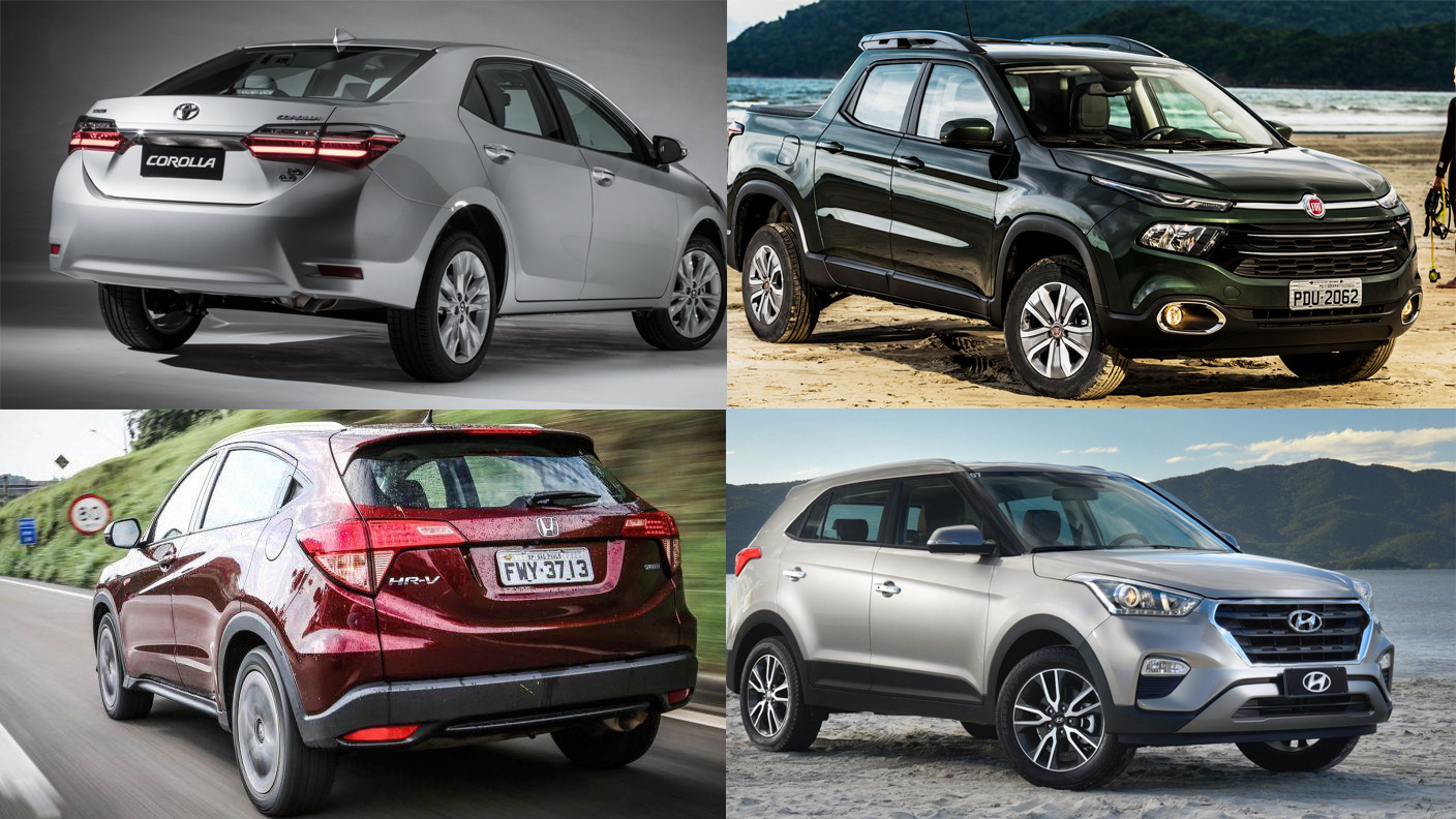 Toyota Corolla, Fiat Toro, Honda HR-V e Hyundai Creta