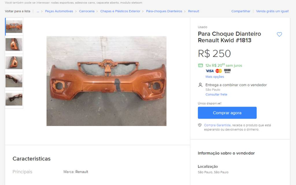 Para-choque recuperado do Kwid