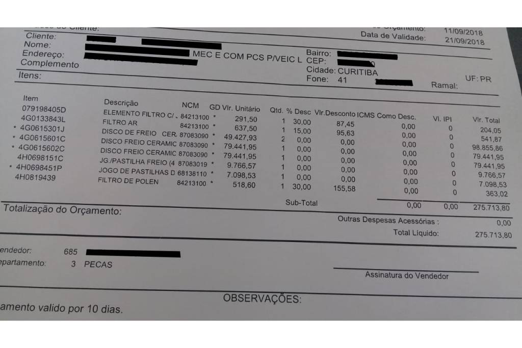 Orçamento de Audi que roda a internet está errado (mas não muito)