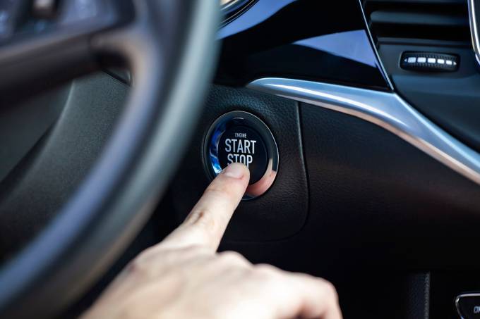 Engine start and stop button.