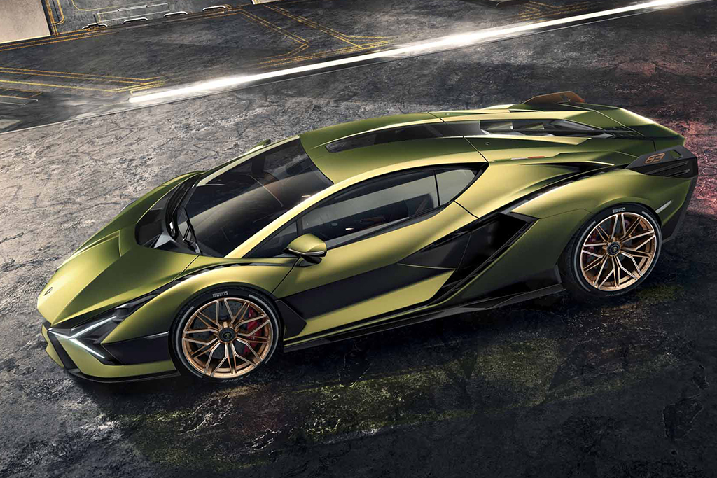 Lamborghini Sián verde visto de lado
