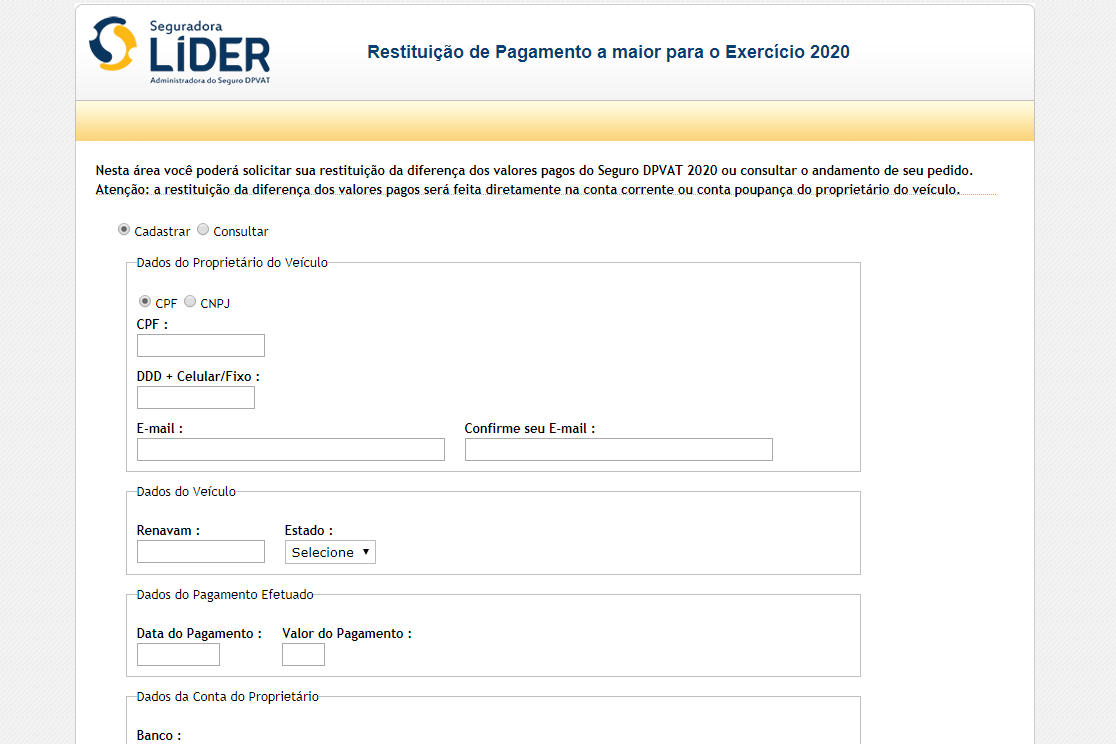 DPVAT 2020 – Cadastro