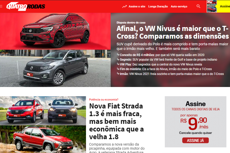QUATRO RODAS é eleita melhor site e melhor revista automotiva do Brasil