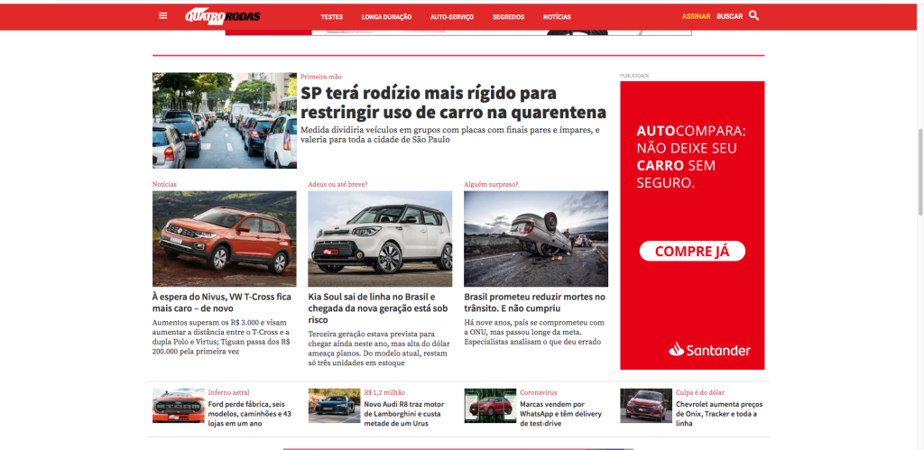 Novo site Quatro Rodas Novo site Quatro Rodas