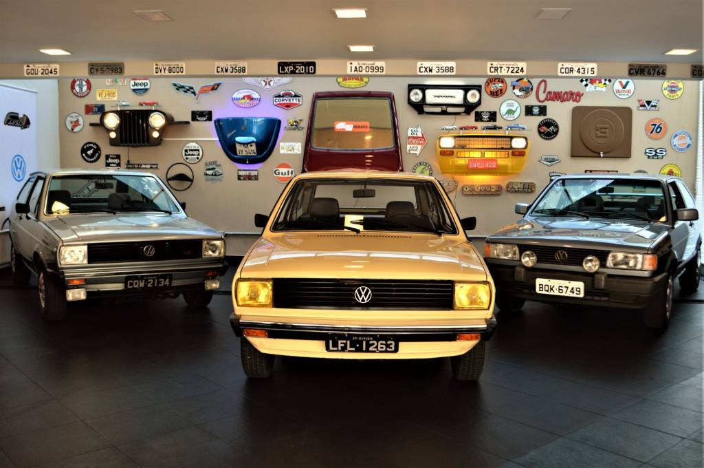 Os três VW Gol, dois edição Copa e o primeiro modelo de 1980