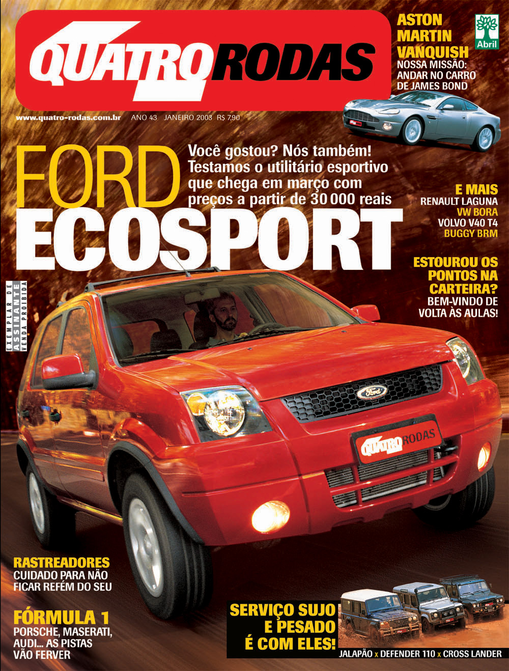 Capa da revista Quatro Rodas, edição 510, janeiro de 2003. Capa QR 510