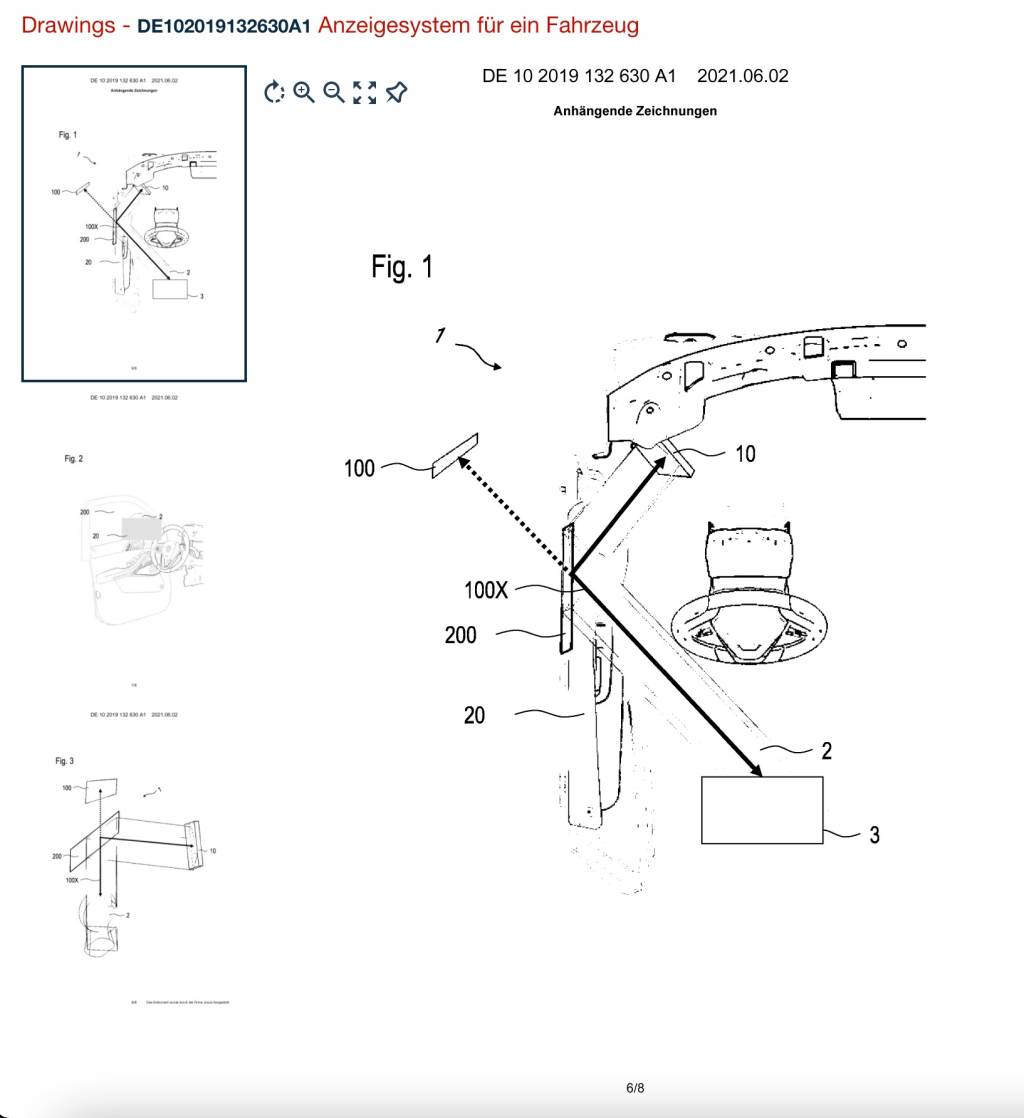 Desenho do sistema da nova patente de retrovisor da bmw
