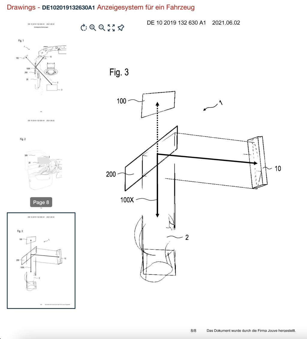 desenho sistema de retrovisor virtual bmw