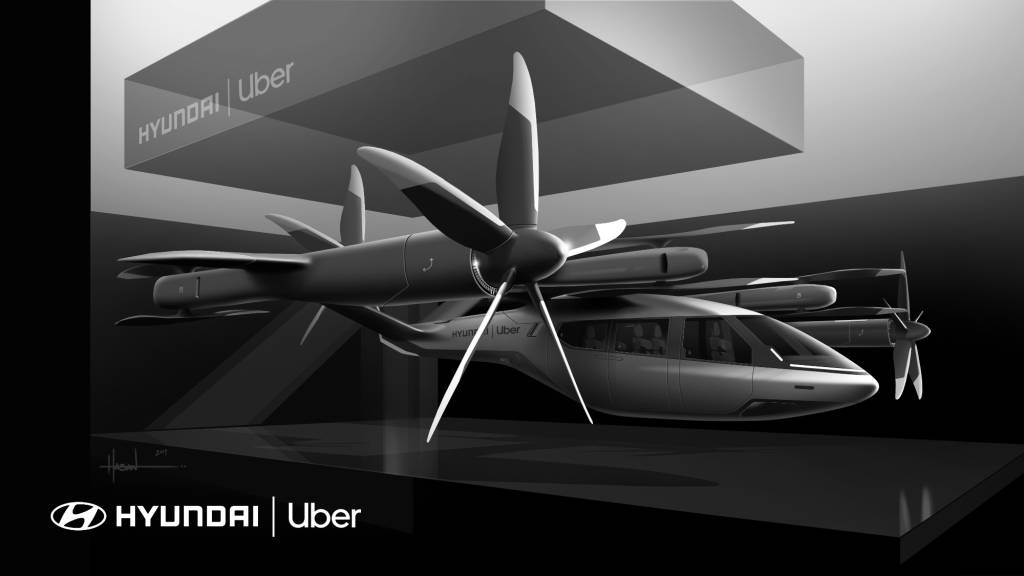 Representação do Carro voador da Hyundai com a Uber