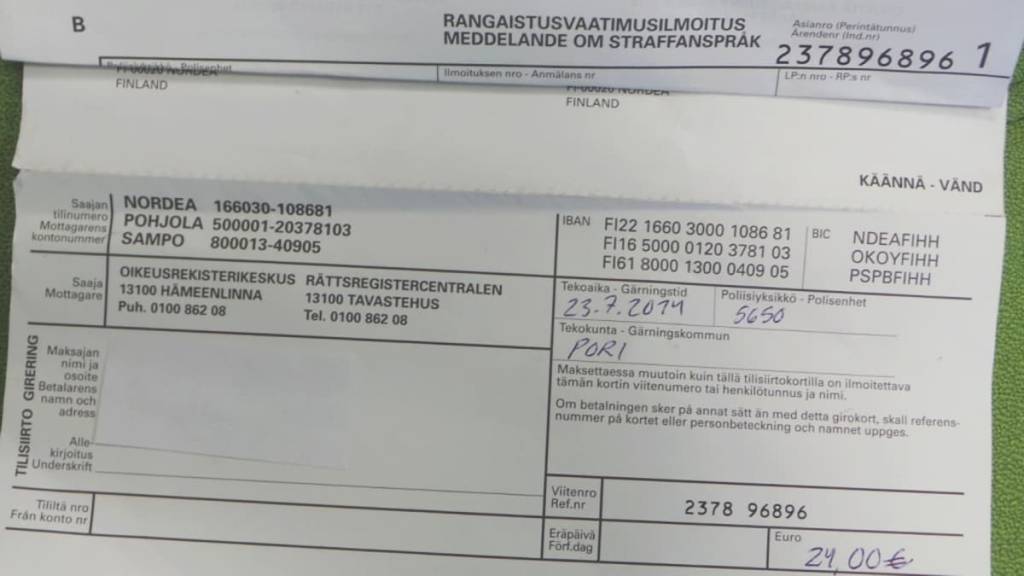 Multa finlandesa Multa finlandesa