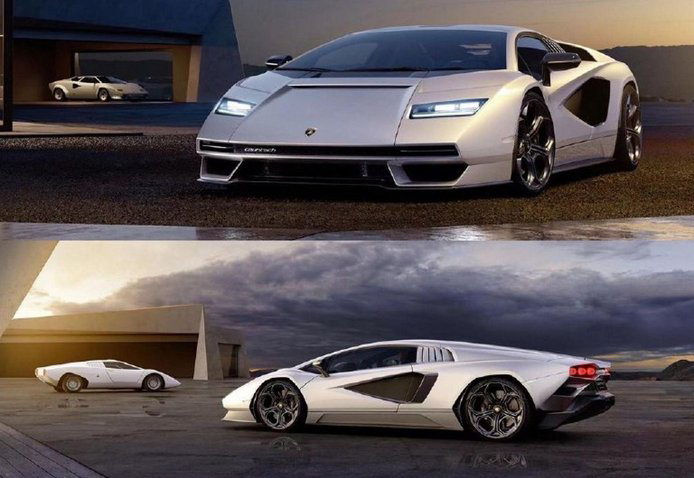 Lamborghini Countach LPI 800-4 branco em duas imagens