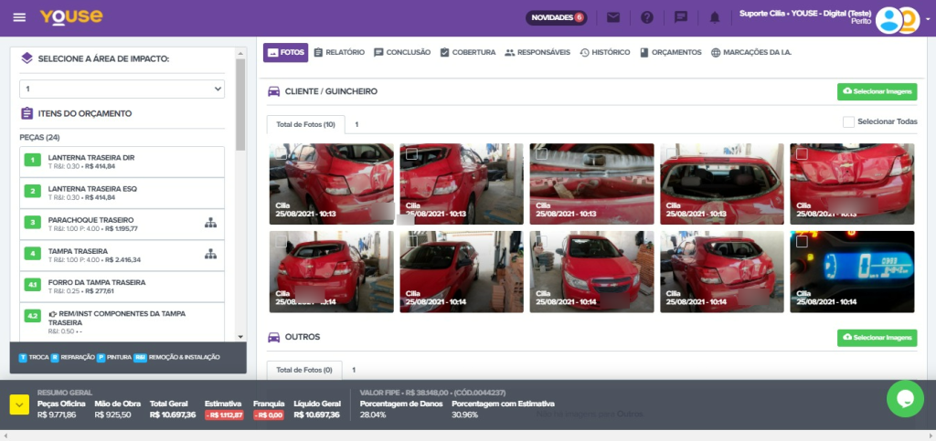 Tela de Visualização das Fotos As fotos tiradas geram, em minutos, um relatório completo...