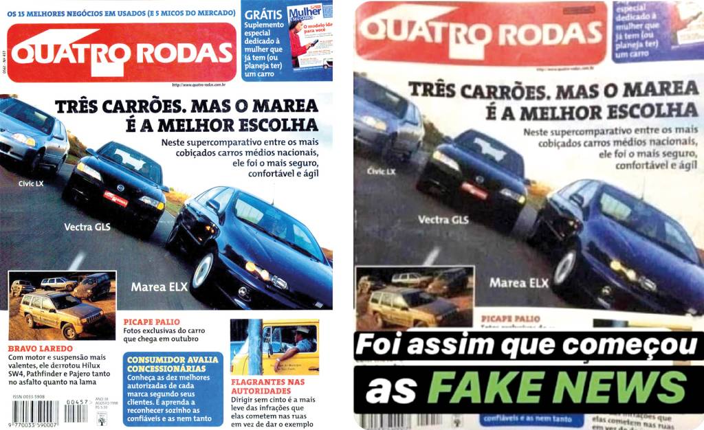 Fake news A capa de agosto de 1998, com e sem intervenção: história mal explicada