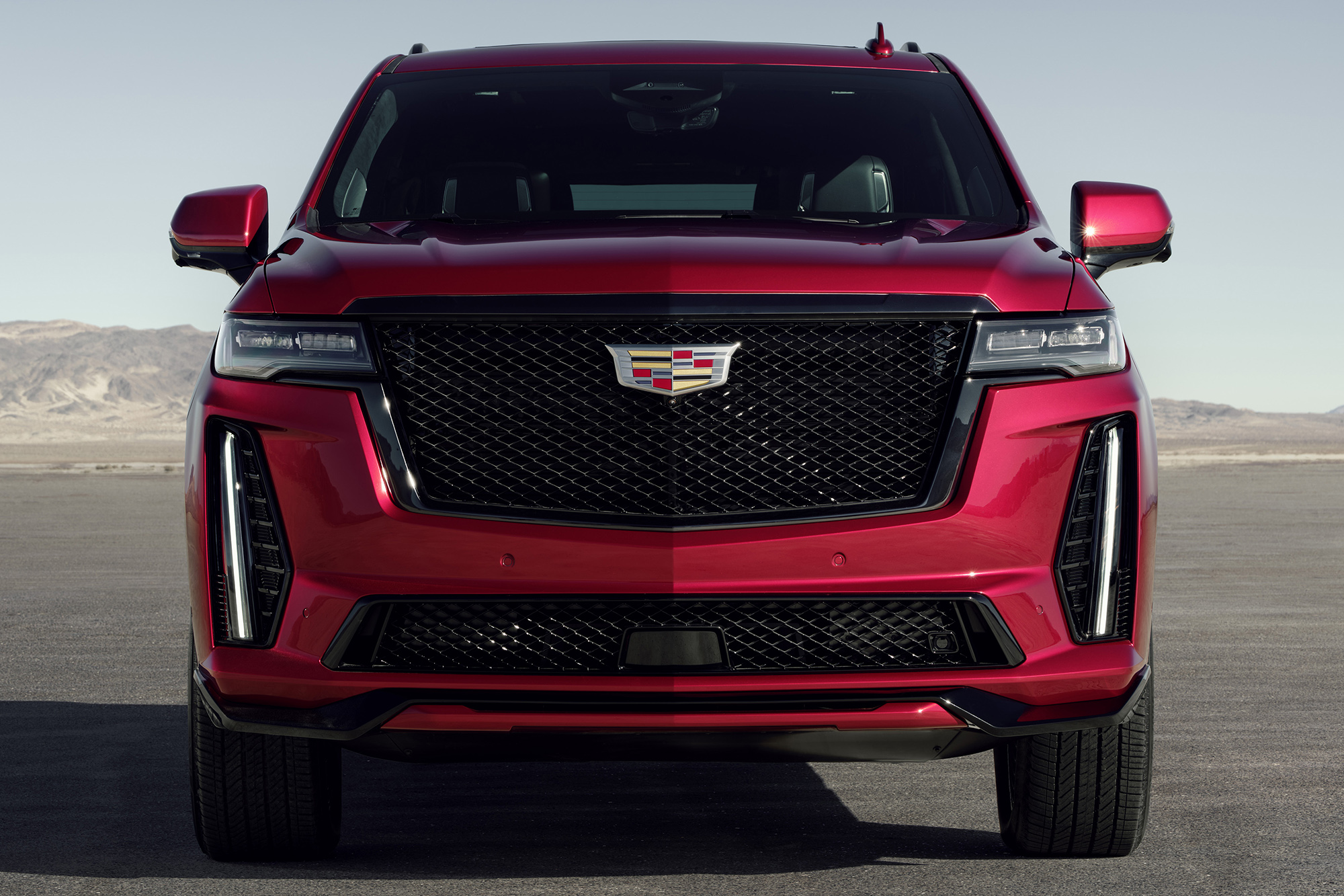 The 2023 Cadillac Escalade will be the first SUV to don the high-performance V-Series badge. Preproduction model shown. Actual production model will vary. Escalade-V availability will be announced spring 2022.