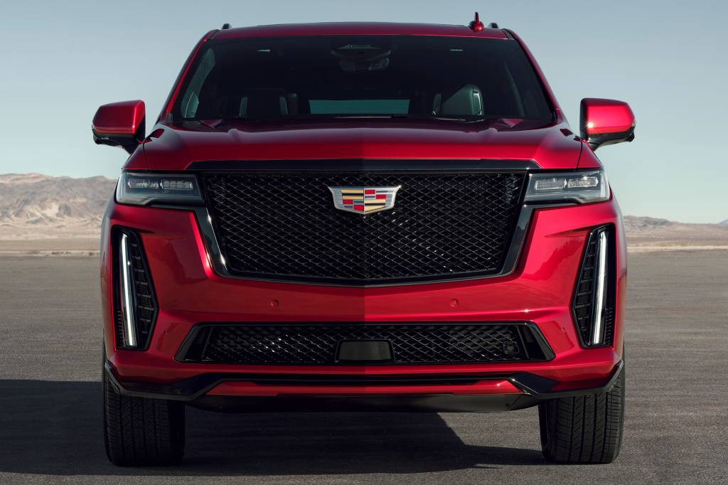 The 2023 Cadillac Escalade will be the first SUV to don the high-performance V-Series badge. Preproduction model shown. Actual production model will vary. Escalade-V availability will be announced spring 2022.