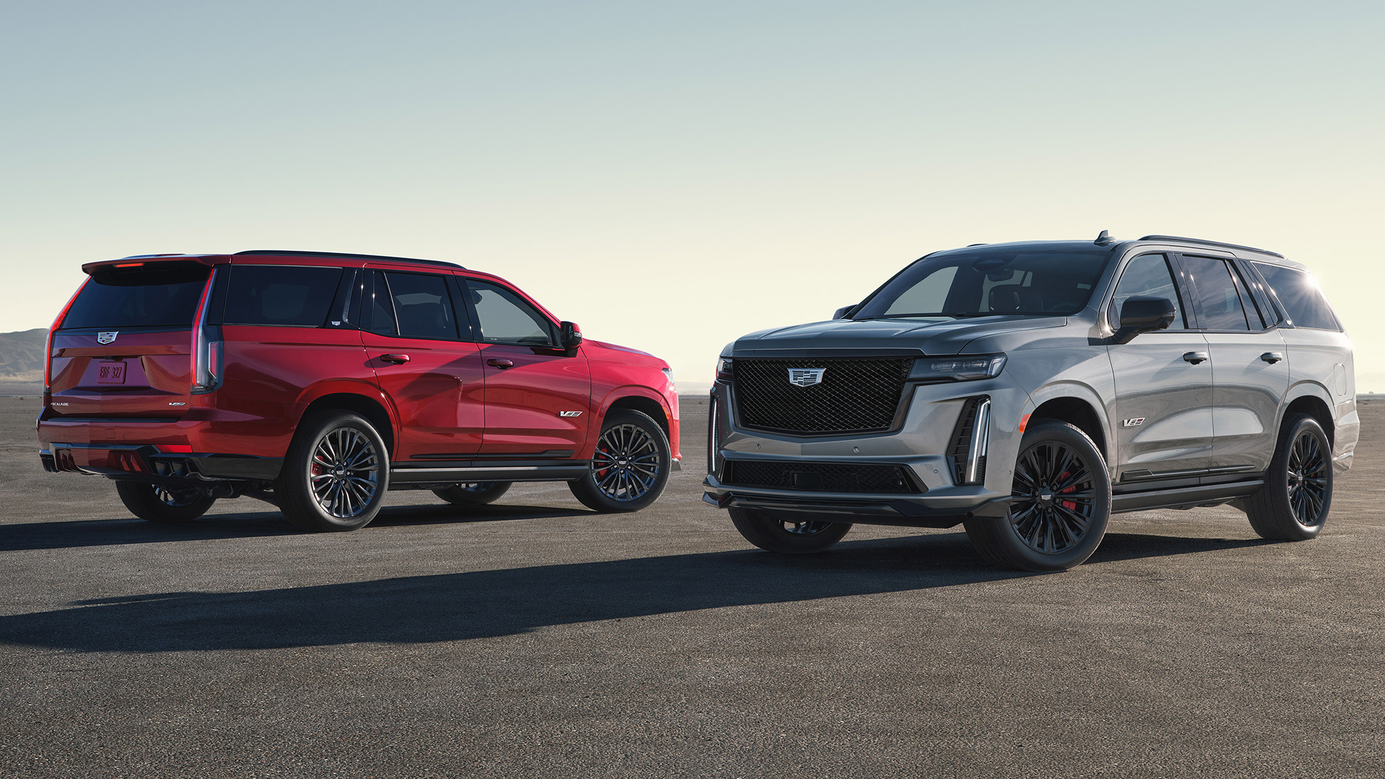 The 2023 Cadillac Escalade will be the first SUV to don the high-performance V-Series badge. Preproduction model shown. Actual production model will vary. Escalade-V availability will be announced spring 2022.