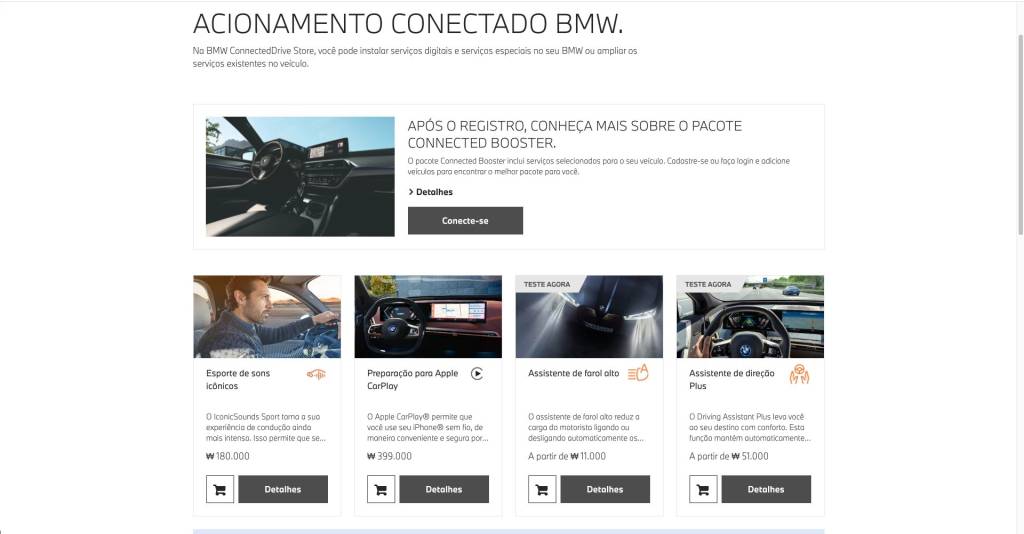 BMW ConnectedDrive tela inicial
