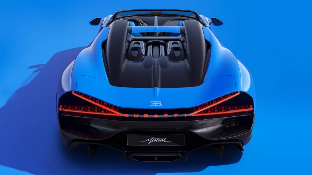 Bugatti W16 Mistral traseira azul
