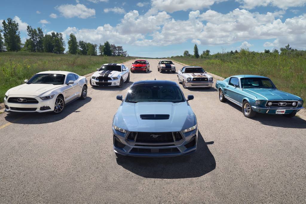 2024 Mustang Heritage The seventh generation Mustang is the most exhilarating and visceral yet, from its fighter jet-inspired digital cockpit to new advanced turbocharged and naturally aspirated engines to its edgier yet timeless exterior design. Pre-production vehicles shown.