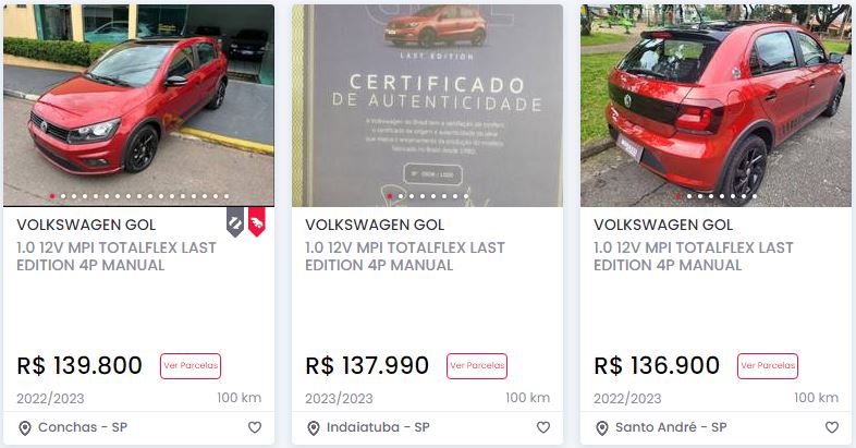 Último VW Gol Last Edition é vendido por incríveis R$ 154 mil em