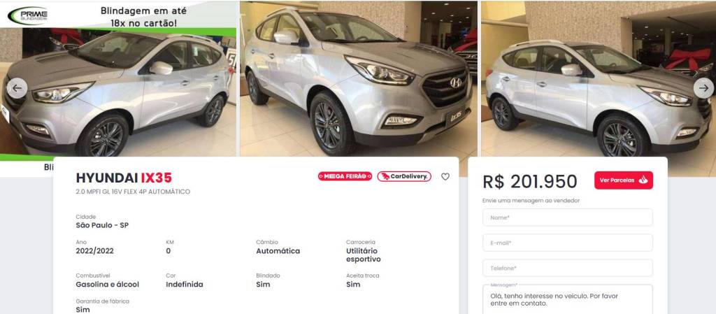 Unidades blindadas do Hyundai ix35 paradas nas lojas chegam a R$ 230.000