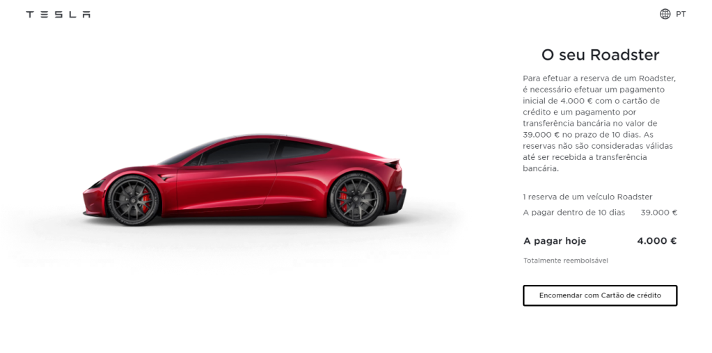 Reserva do Tesla Roadster