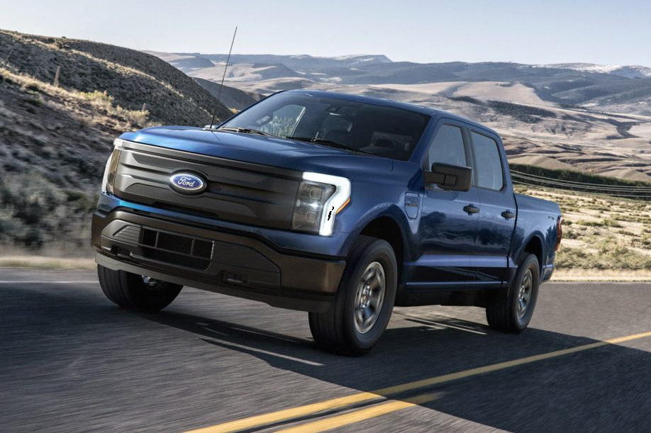 2022 Ford F-150 Lightning Pro. Pre-production model with available features shown. Available starting spring 2022.