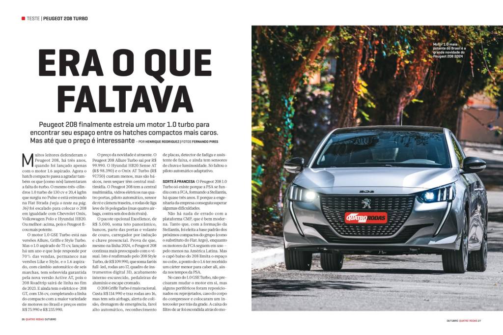 Peugeot 208 finalmente estreia um motor 1.0 turbo para encontrar seu espaço entre os hatches compactos mais caros. Mas até que o preço é interessante