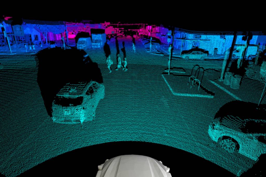 Exemplo de imagem gerada por um lidar num carro