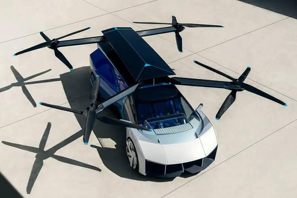 Conceito de eVTOL da XPeng Aeroht que mistura carro e helicóptero