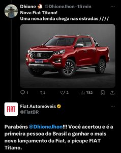 Titano Fiat Titano tem 180 cv e primeira unidade virou presente em rede social