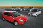 J3 da JAC, Agile LTZ da Chevrolet, Sandero Privilège da Renault, Fox Prime da Volkswagen e Fiesta 1.6 da Ford, ambos modelos 2011 durante teste comparativo da Revista Quatro Rodas.