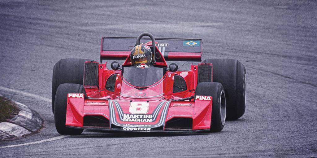 José Carlos Pace no GP de Brasil de Fórmula 1. Brabham BT45b