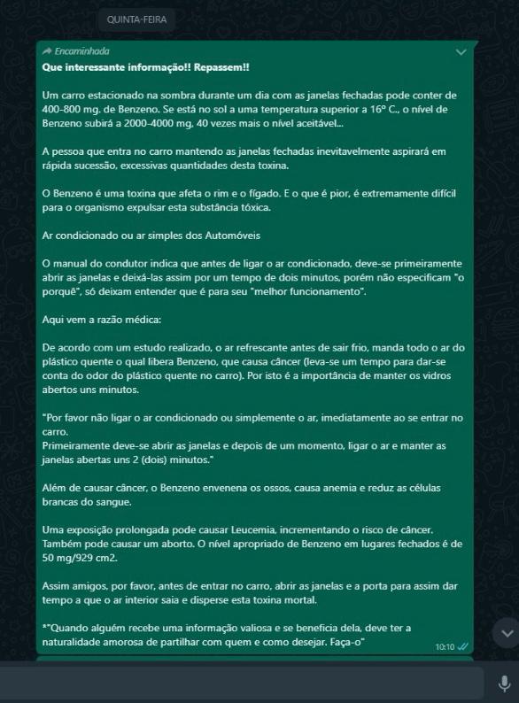 Benzeno Fake News