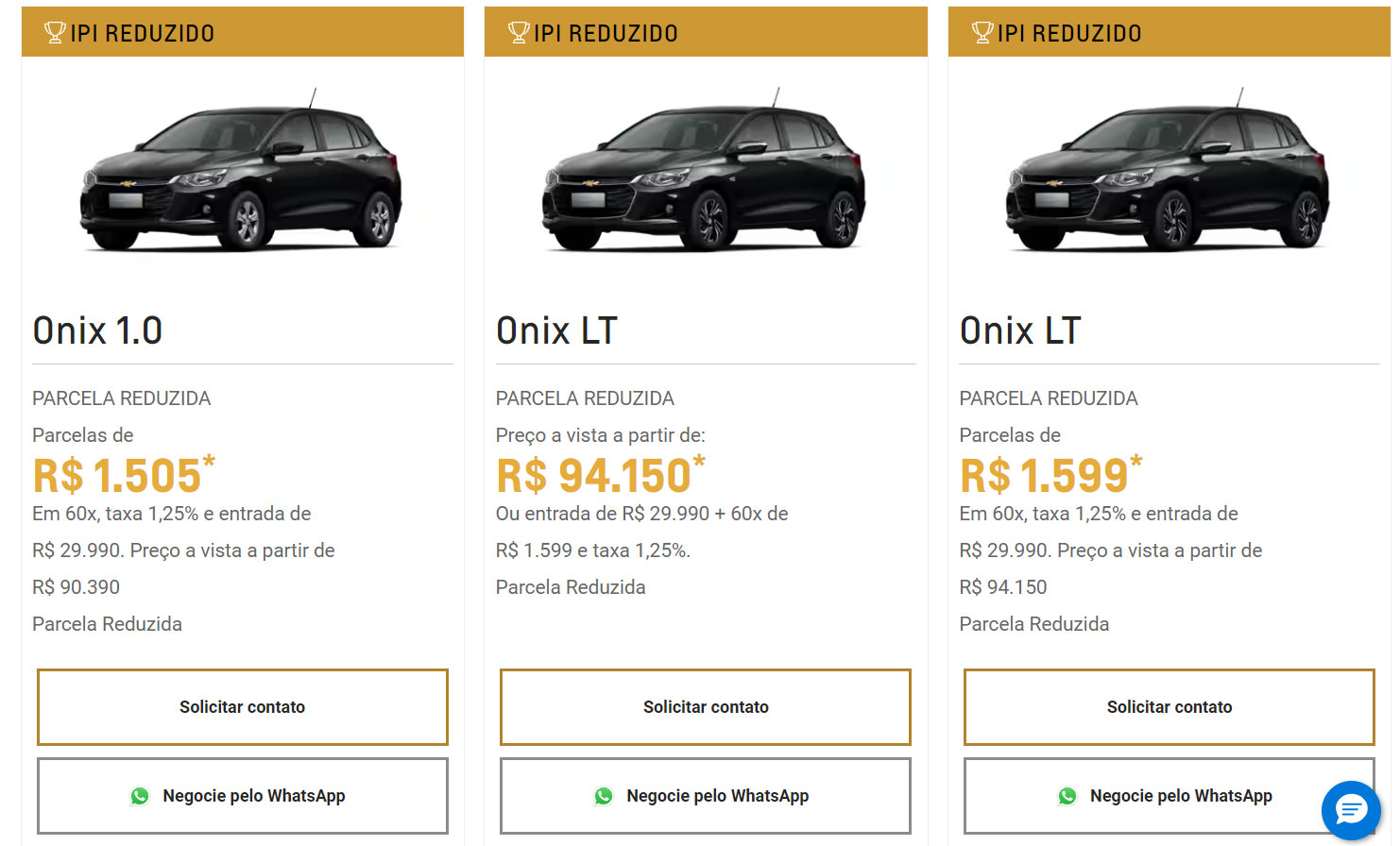 Chevrolet Onix 2025 com redução do IPI