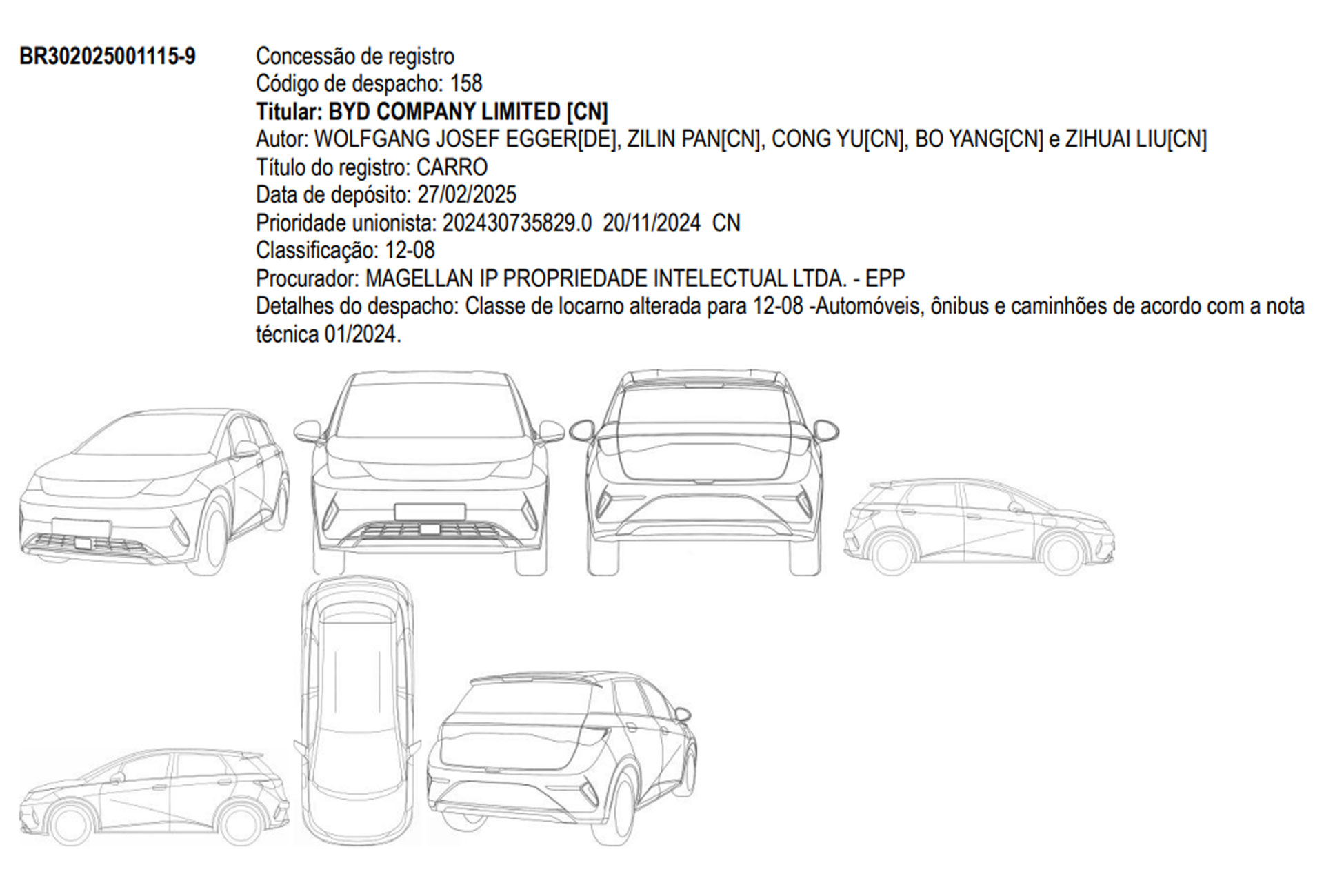 Novo BYD Dolphin registrado no Brasil