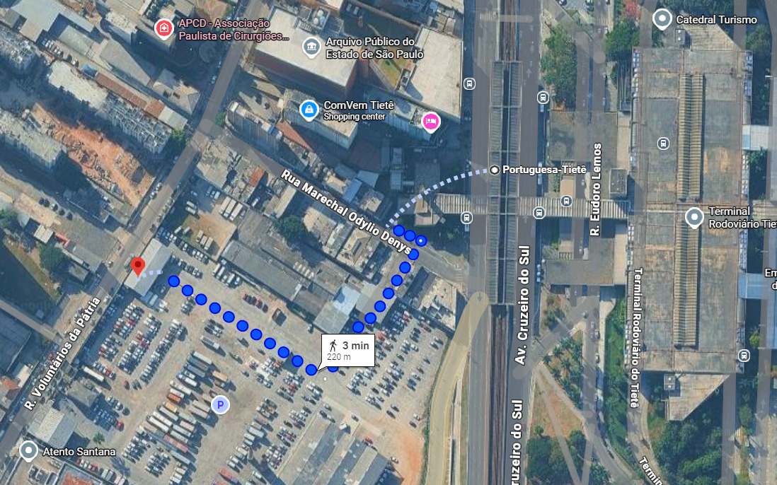 Caminho metrô estacionamento