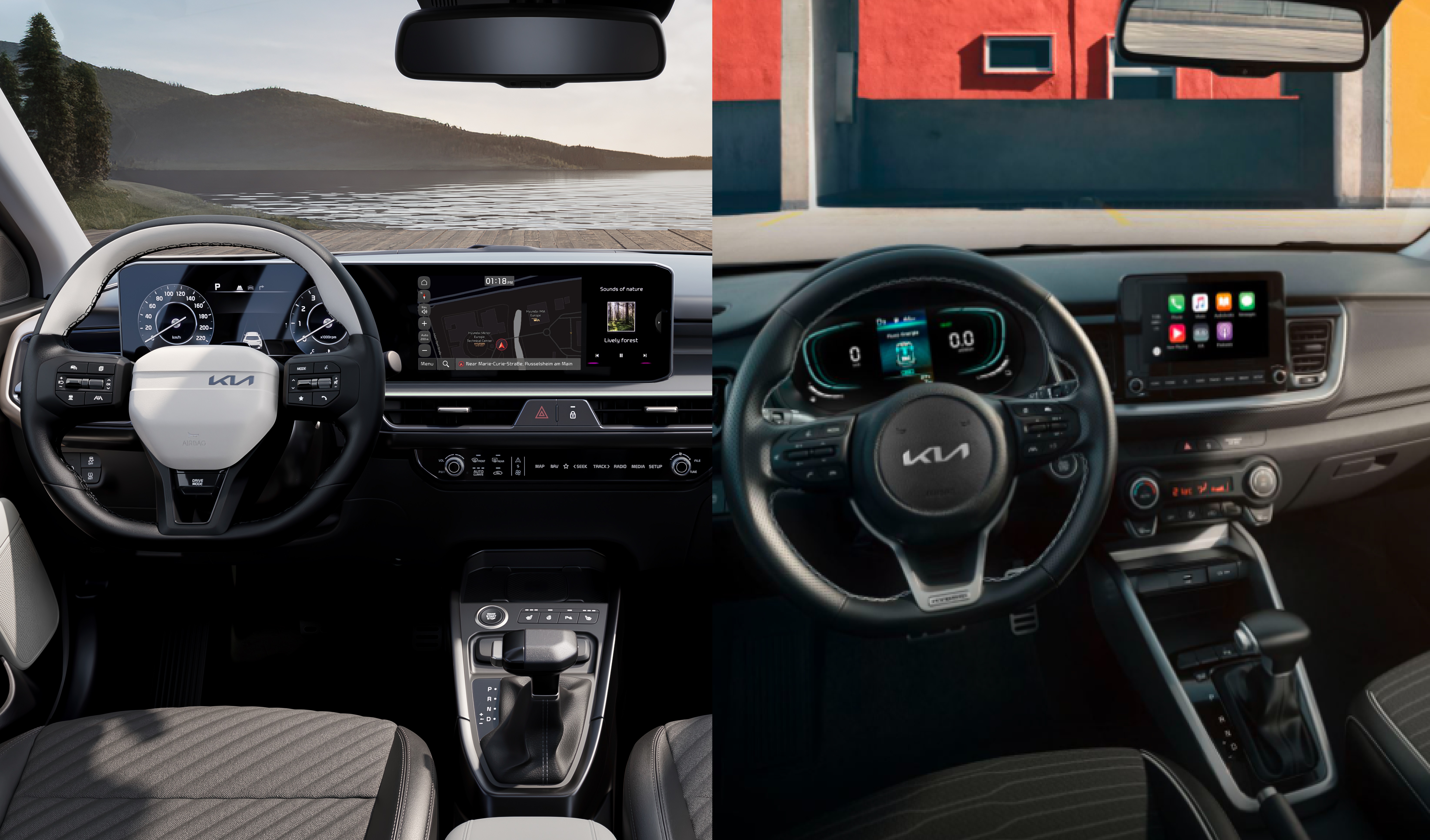 Interior do Kia Stonic novo e antigo (montagem)