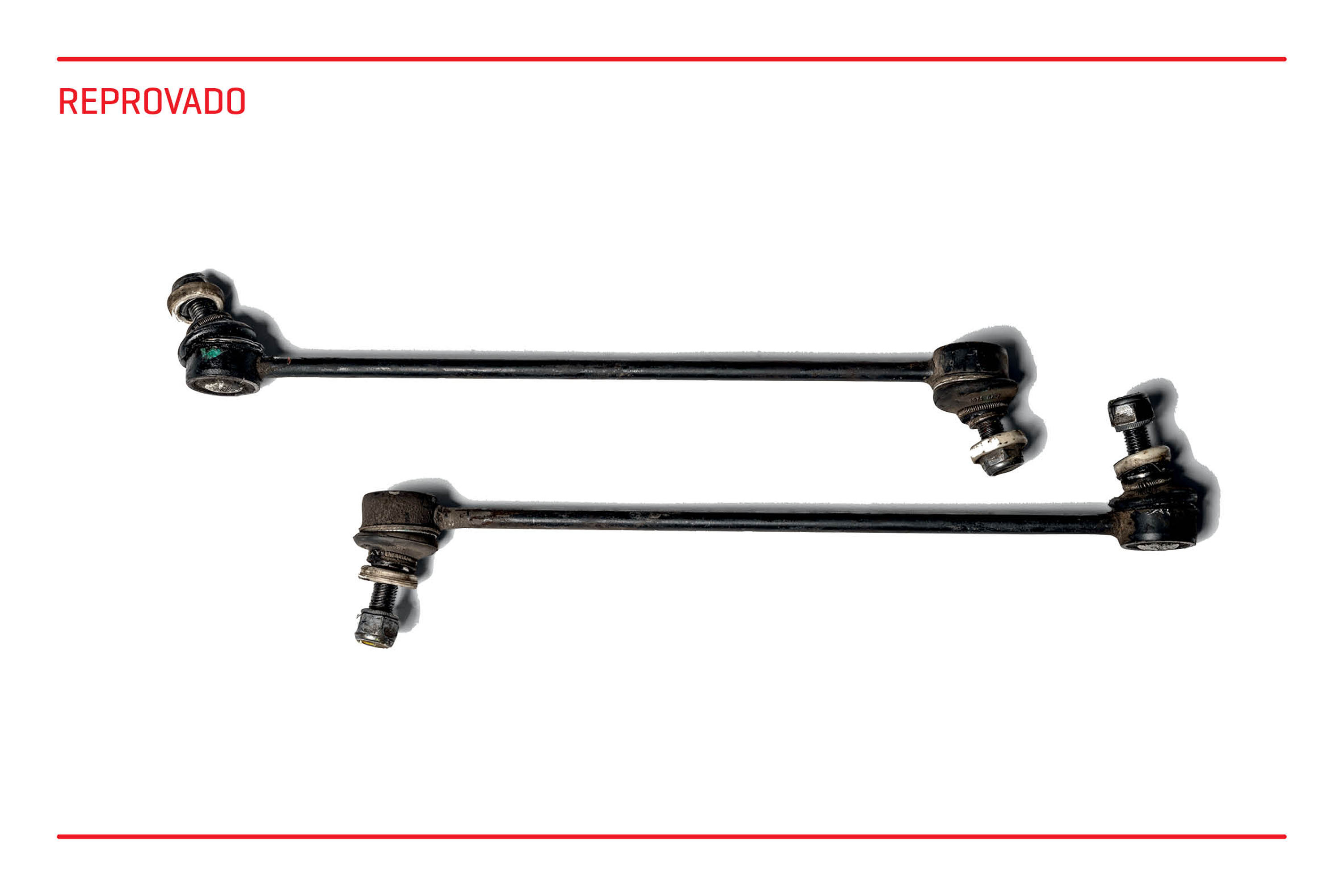 A parte ruim da suspensão Coifas das bieletas foram encontradas rompidas, o que já levara a uma folga nas bieletas – peças que conectam as rodas dianteiras à barra estabilizadora.